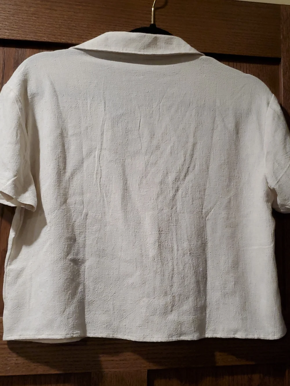 Love Notes size L New⁰ Short-Sleeve Button Front Crop Shirt - Cream - Picture 4 of 5